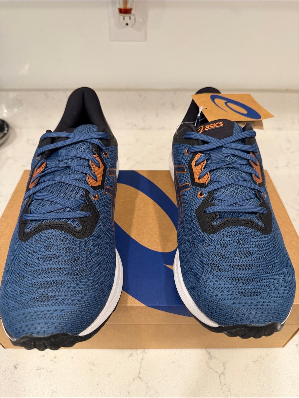 Asiscs Ezeride  Blue and Orange Knit Running Shoes Size 12
